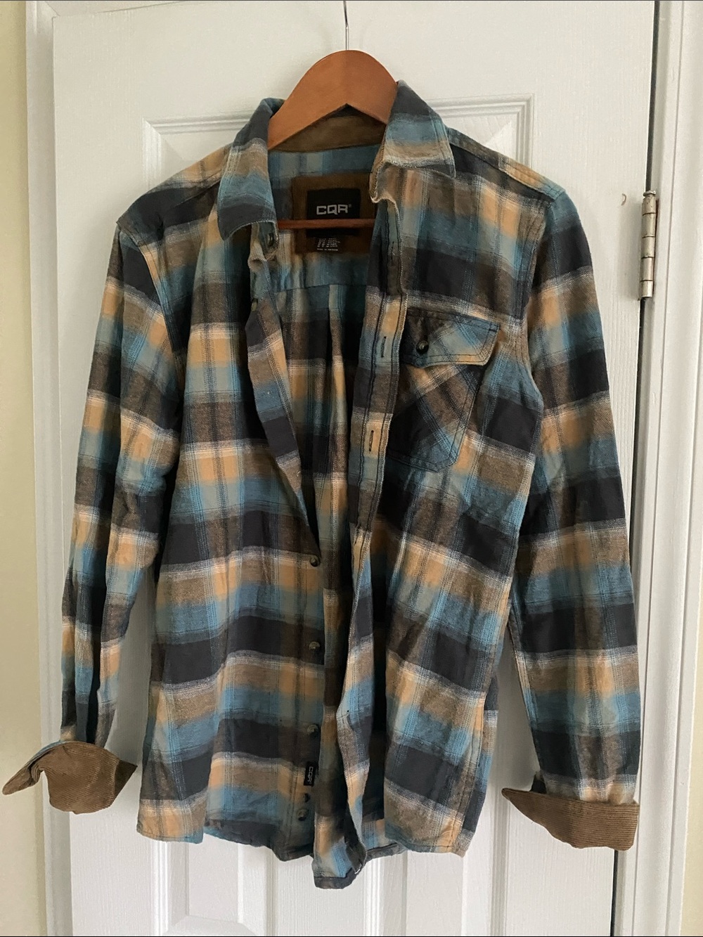 CQR Men's Plaid Button-Down Shirt - Blue & Tan